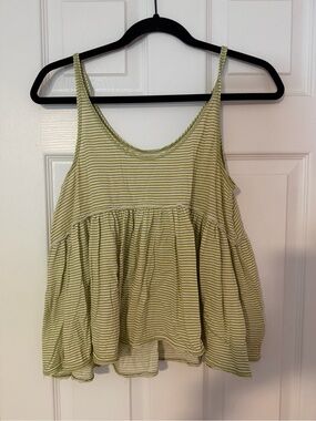 UGC Urban Outfitters Light Green and White Striped Babydoll Tank